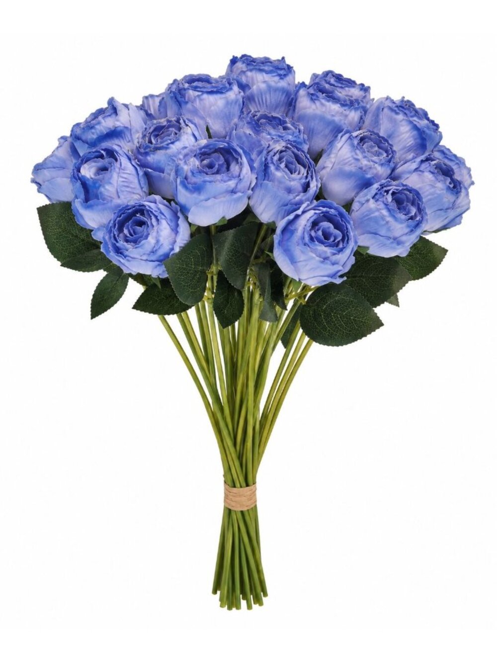 Periwinkle Blue Artificial Rose Bouquet 18 Stem 14 Inch Dried Look Silk Flowers